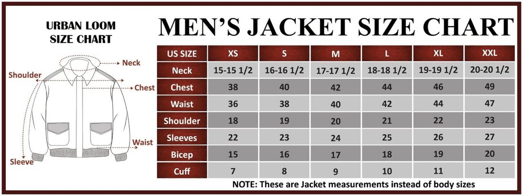 Men's Jacket Size Chart
